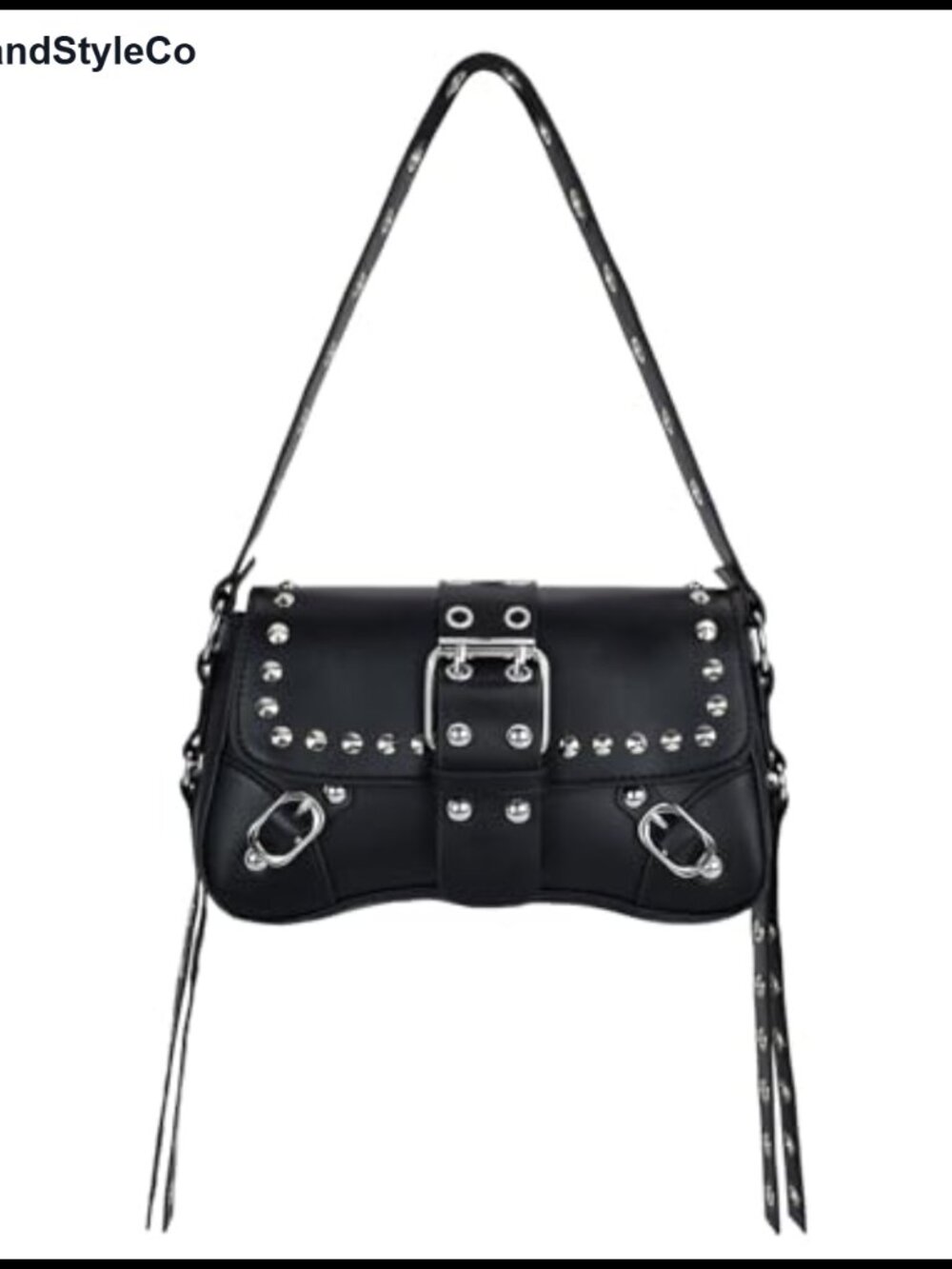 Studded Rivet Punk Shoulder Bag PU Leather Hobo Y2K Small Clutch